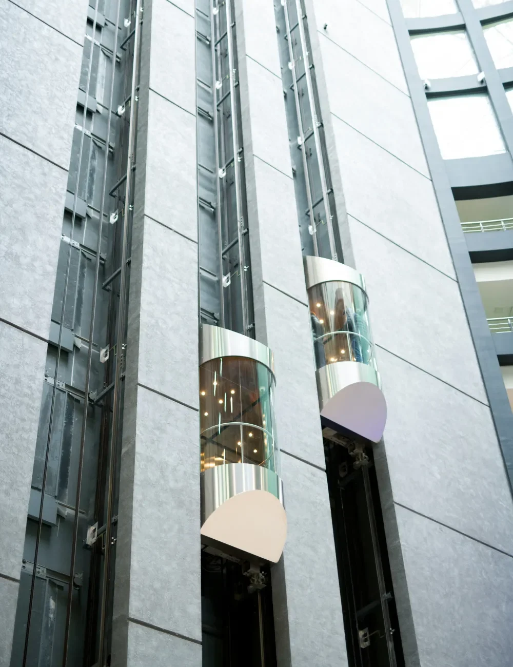 Scenic lifts on a tall building viewed from the outsidejpg