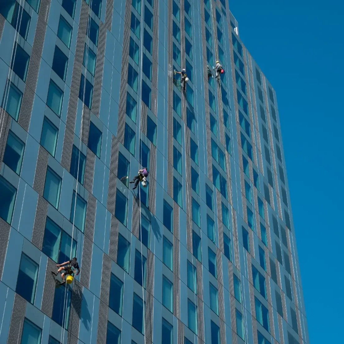 Exterior building window cleaning on a London commercial property